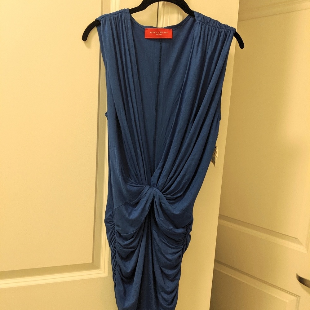 NWT Akira - Deep V Neck Blue Dress